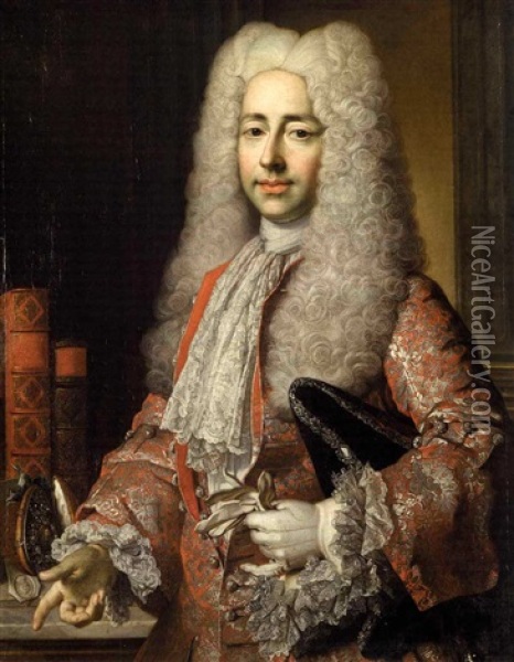 Portrait Of Conrad Detlev Count Von Dehn, Minister Under Duke August Wilhelm Oil Painting - Nicolas de Largilliere