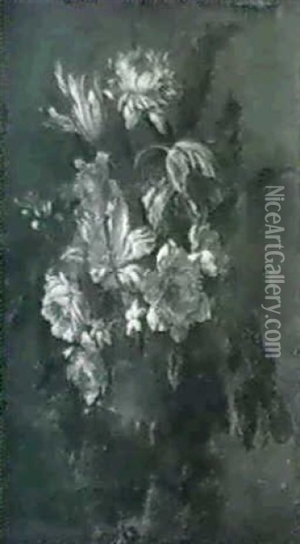 Fleurs Dans Un Vase Godronne Oil Painting - Antoine Monnoyer