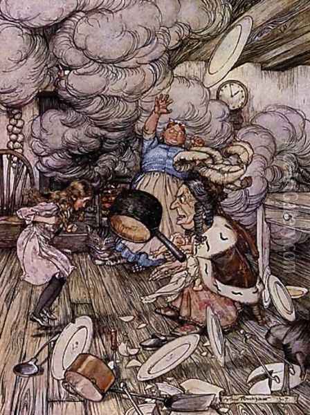 Alice in Wonderland: Pig and Pepper Oil Painting - Arthur Rackham
