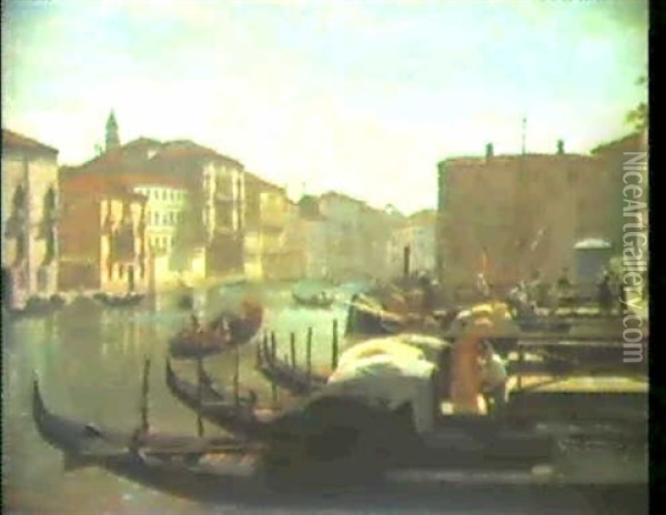 Canale Grande In Venedig. Oil Painting - Carl Libert August Lentz