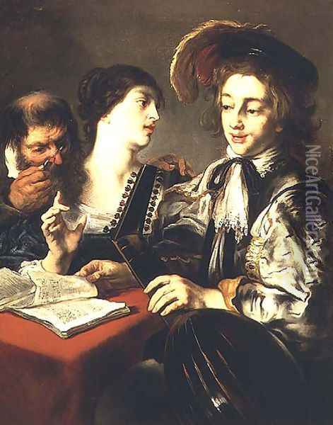 A Young Musician Oil Painting - Jan Cossiers