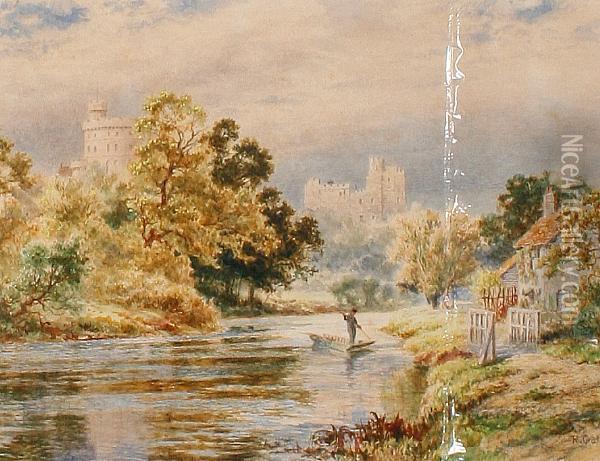 Punting Along The Thames At Windsor Oil Painting - Robert Gallon