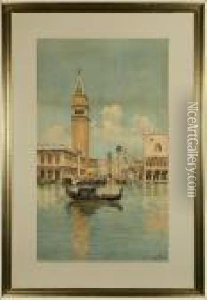 Gondola Before Piazza San Marco Oil Painting - Vittore Zanetti Zilla