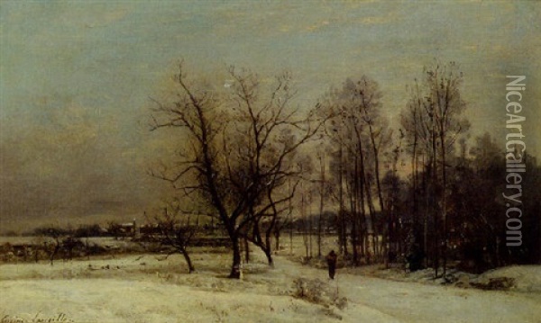 Paysage D'hiver Oil Painting - Eugene Antoine Samuel Lavieille