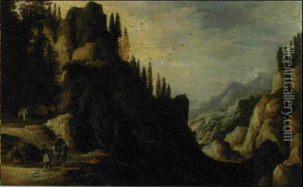 Paysage De Montagne Avec Cavalier Oil Painting - Joos de Momper the Younger