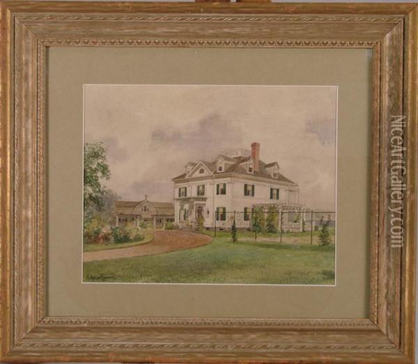 Gambrel House Withgreen Shutters Oil Painting - Charles Russell Loomis