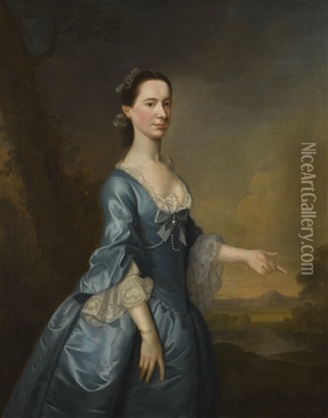 Portrait Of Mrs Hannah Maria Edmunds, Nee Offley Oil Painting - Joseph Samuel Webster