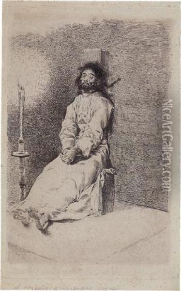 Garroted Man Oil Painting - Francisco De Goya y Lucientes