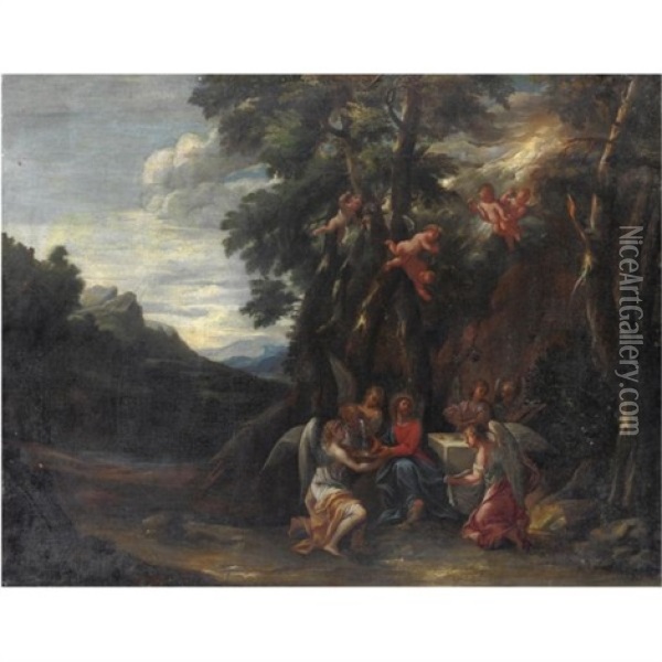 Cristo E Gli Angeli Nell'orto Di Getsemani Oil Painting - Annibale Carracci