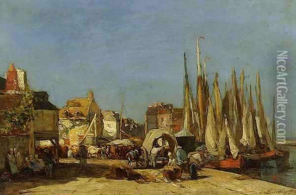 Honfleur, the Quarantine Dock and the Cattle Market Oil Painting - Eugene Boudin