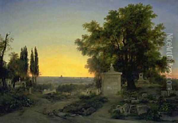 Paris, View of Pere Lachaise Oil Painting - Antoine-Jean Gros
