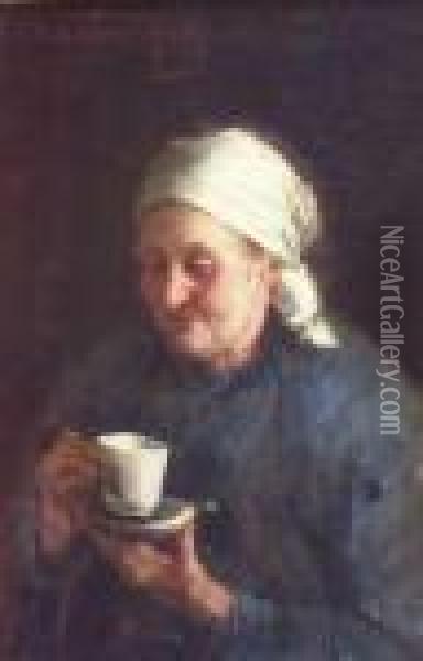 A Cup Of Tea Oil Painting - Robert Gemmell Hutchison
