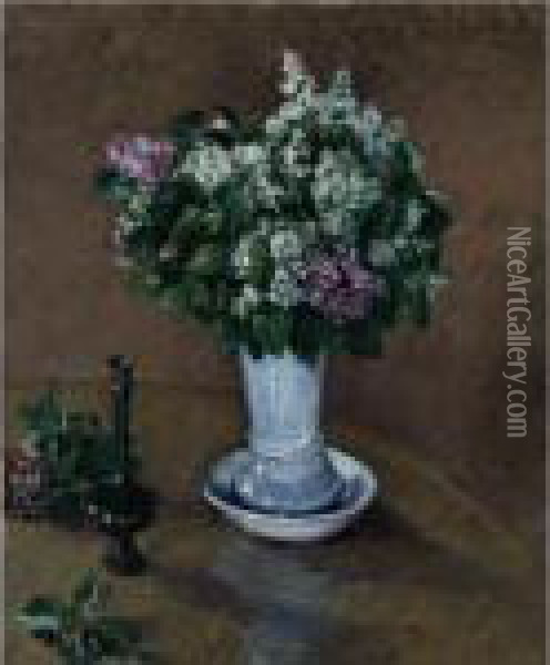 Nature Morte Au Vase De Lilas Oil Painting - Gustave Caillebotte