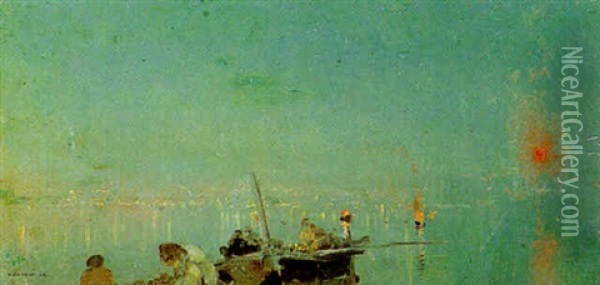 Luci Nel Golfo Di Napoli Oil Painting - Eduardo Dalbono
