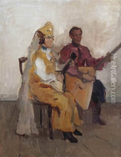 Balaleika Players Oil Painting - Isaac Israels