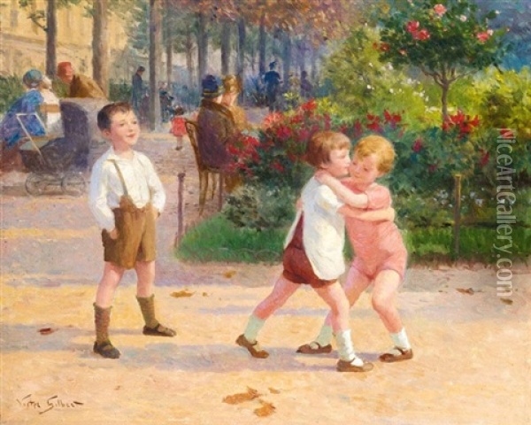 Enfants Au Parc Oil Painting - Victor Gabriel Gilbert