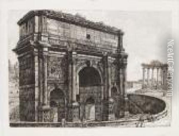 Veduta Dell' Arco Di Settimio Severo Oil Painting - Luigi Rossini