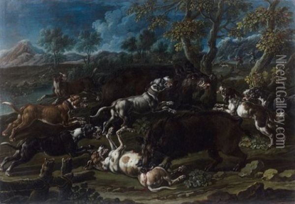 Chasse Aux Sangliers Oil Painting - Cajetan Roos
