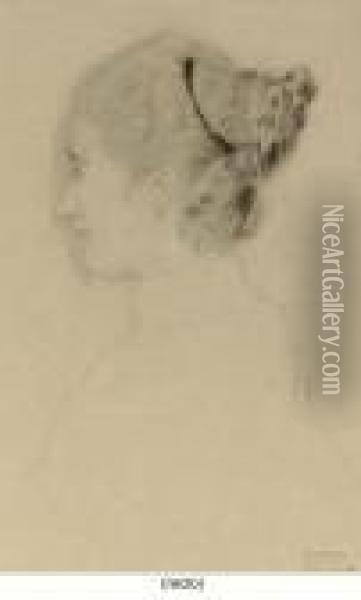 Brustbild Eines Madchens Im Profil Nach Links Oil Painting - Gustav Klimt
