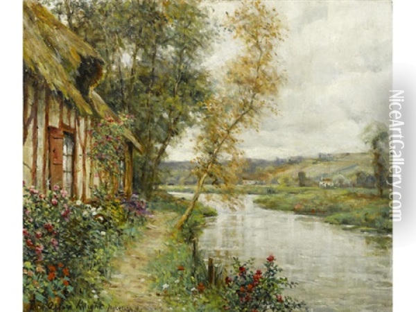 A Cottage By A River, Normandy Oil Painting - Louis Aston Knight