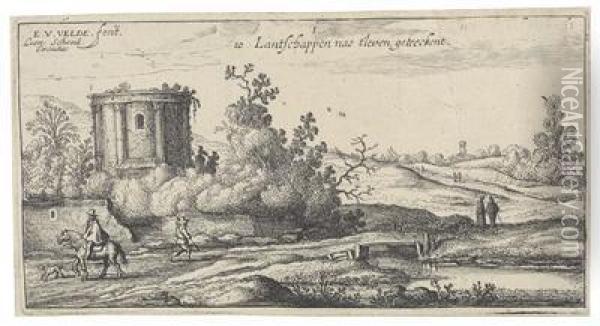 Landschaft Mit Der Ruine Eines Romischen Tempels Oil Painting - Esaias Van De Velde