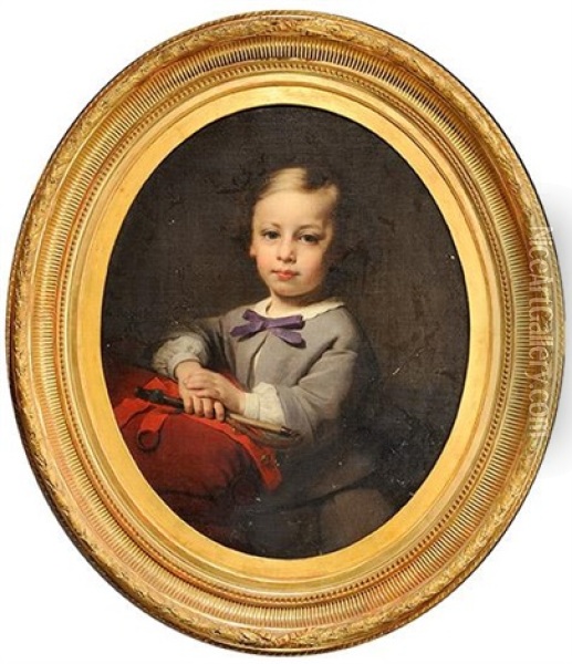 Portrait D'un Jeune Dessinateur Oil Painting - Hippolyte Dominique Holfeld