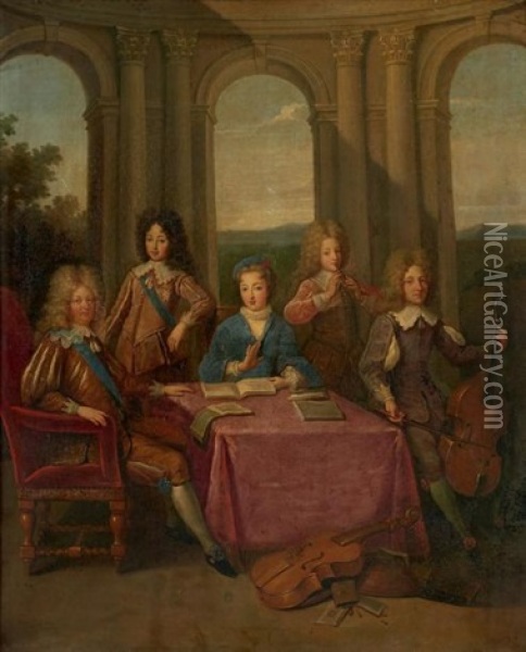 La Famille Du Grand Dauphin Oil Painting - Henri-Antoine de Favanne