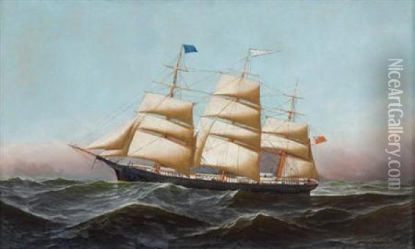 Portrait Of The Ship E.j. Spicer Oil Painting - Antonio Nicolo Gasparo Jacobsen