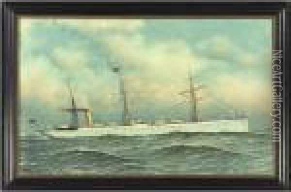 The Steamship Silvertown Oil Painting - Antonio Nicolo Gasparo Jacobsen