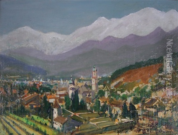 Blick Auf Die Stadt An Einem Fruhlingstag Oil Painting - Otto Hammel