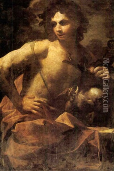 David With The Head Of Goliath Oil Painting - Sebastiano Galeotti