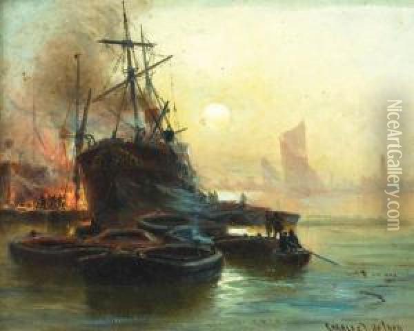 The Port Of London Oil Painting - Charles John de Lacy