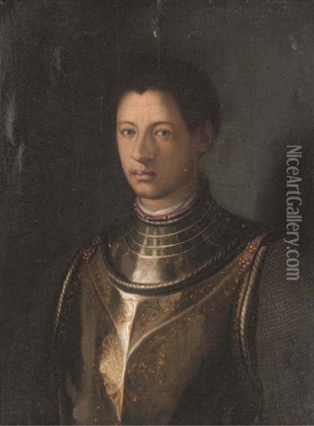 Portrait Of A Gentleman, Bust-length, In Armour Oil Painting -  Bronzino