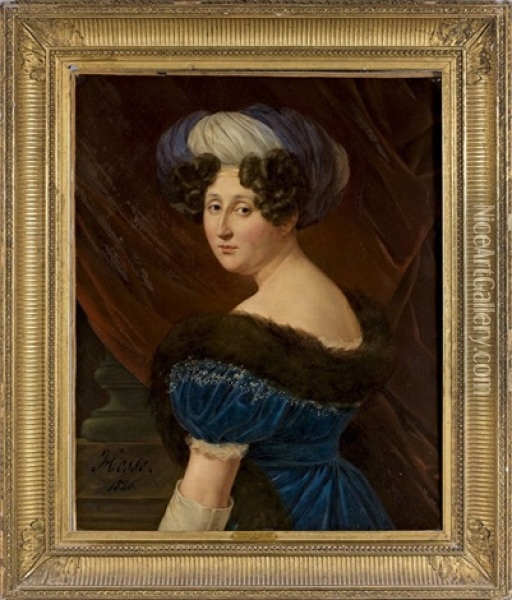 Portrait D'etiennette D'aligre, Marquise De Pomereu (morte En 1866) Oil Painting - Henri-Joseph Hesse