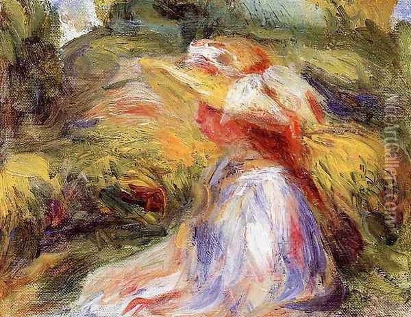 Young Woman In A Hat2 Oil Painting - Pierre Auguste Renoir