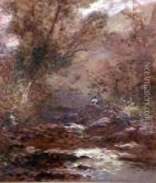 Woodland Stream Oil Painting - William Widgery
