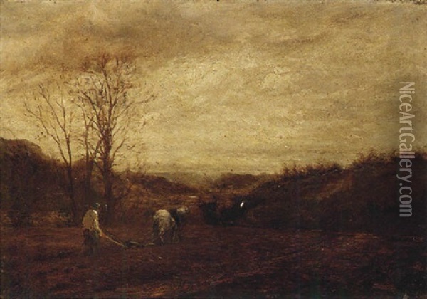 Ploughing In The Conway Valley Oil Painting - David Cox the Elder