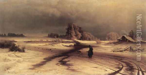 Thaw 1871 Oil Painting - Feodor Alexandrovich Vasilyev