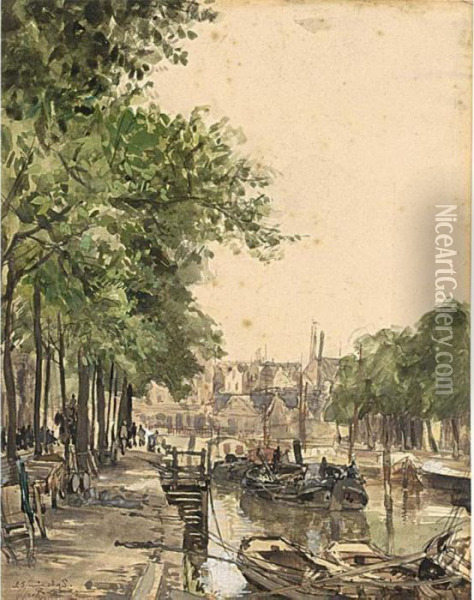 A View Of Rotterdam Oil Painting - Johann Hendrik Van Mastenbroek