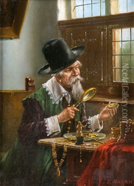 Der Schmuckexperte Oil Painting - Eduard van Hagen