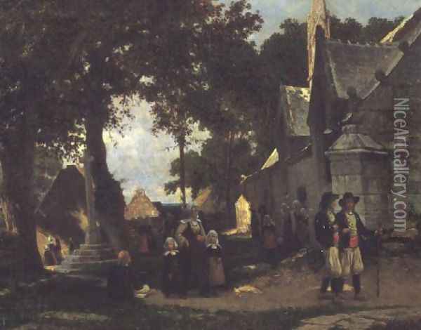 Church in Brittany Oil Painting - Otto Weber