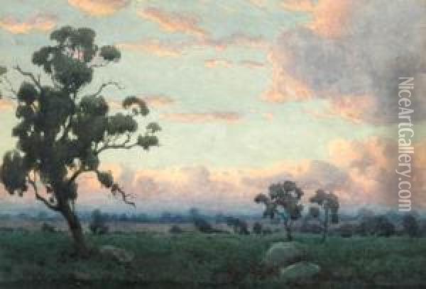 Sunset At Fairfield Oil Painting - John Robert Mather
