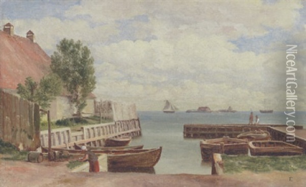 Havnen Ved Kastrup Oil Painting - Christoffer Wilhelm Eckersberg