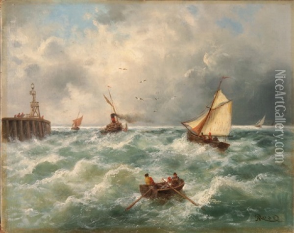 Fischerboote Auf Sturmischer See Oil Painting - Julius Karl Rose