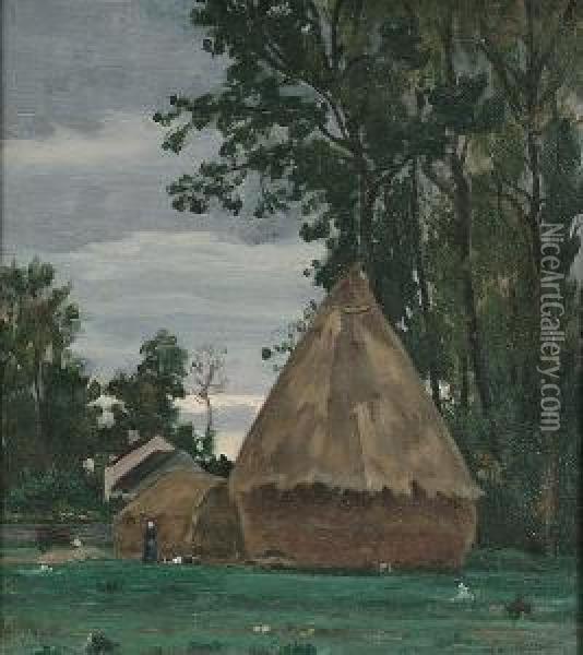 Haystack In France Oil Painting - Leo Gausson