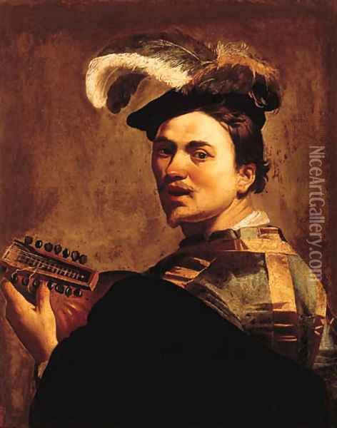 A man playing a lute Oil Painting - Dirck Van Baburen