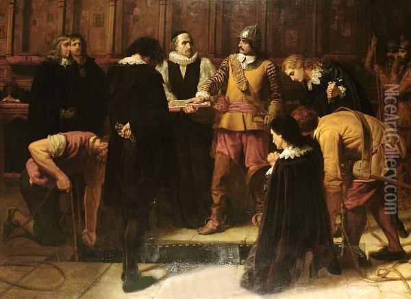The Burial Of King Charles The First Oil Painting - Charles Lucy