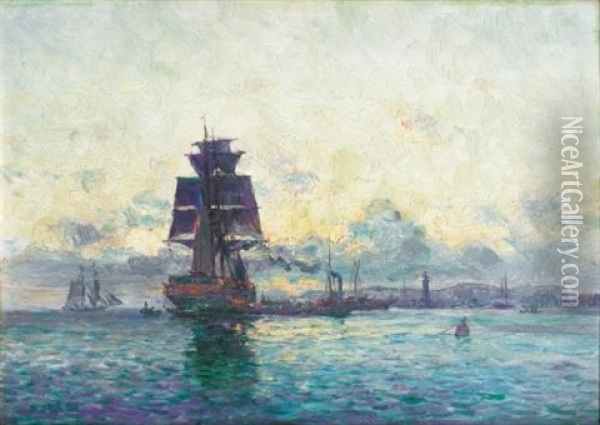 Navire Dans Le Port De Marseille Oil Painting - Jean Baptiste Olive