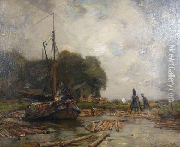 Sawmill On The Nord Dyke Oil Painting - James Campbell Noble