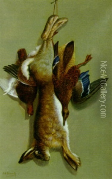 Nature Morte Of A Grouse, Hare And Wild Duck Oil Painting - John Bucknell Russell